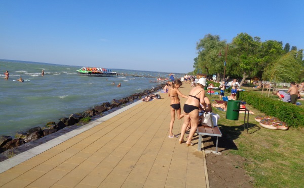 People sunbathing at the lake Balaton